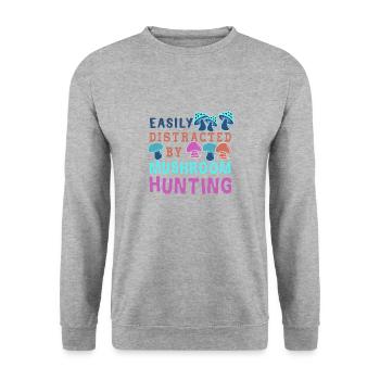 Hunting Mushrooms Funny Saying Nature Forest - Unisex Sweatshirt - salt & pepper - Front - Alina (178cm) & Michal (187cm)