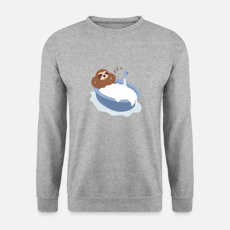 Faultier Dusche Schlafendes süßes müdes faules - Unisex Pullover - Weißgrau meliert
