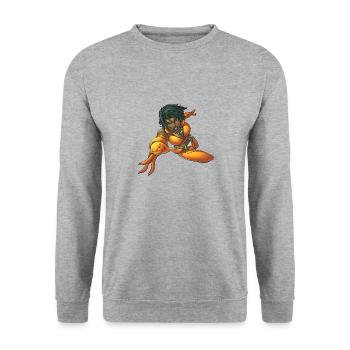 Héroïne en jaune - Sweat-shirt Unisexe - gris chiné - Devant - Alina (178cm) & Michal (187cm)