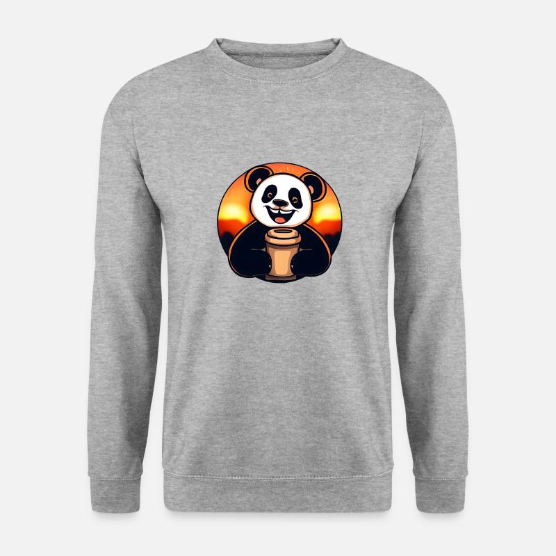 Panda panda bear drinks coffee - Unisex Sweatshirt - salt & pepper