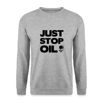 IL SUFFIT D’ARRÊTER L’HUILE - Sweat-shirt Unisexe - gris chiné - Devant - Alina (178cm) & Michal (187cm)