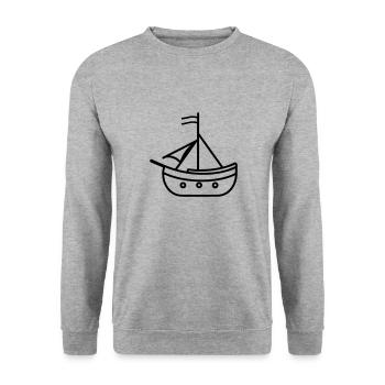 Piratenschiff - Unisex Pullover - Weißgrau meliert - Vorne - Alina (178cm) & Michal (187cm)