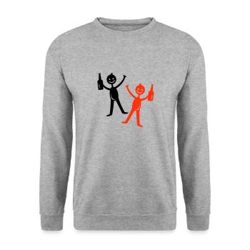 Bière buvant Figurine bâton - Sweat-shirt Unisexe - gris chiné - Devant - Alina (178cm) & Michal (187cm)