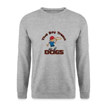 Boy Trains Dogs Funny Dog Training Quote - Unisex Sweatshirt - salt & pepper - Front - Alina (178cm) & Michal (187cm)