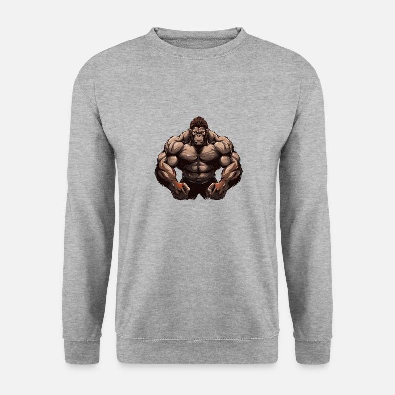 Bodybuilder Gorilla - Unisex Pullover - Weißgrau meliert
