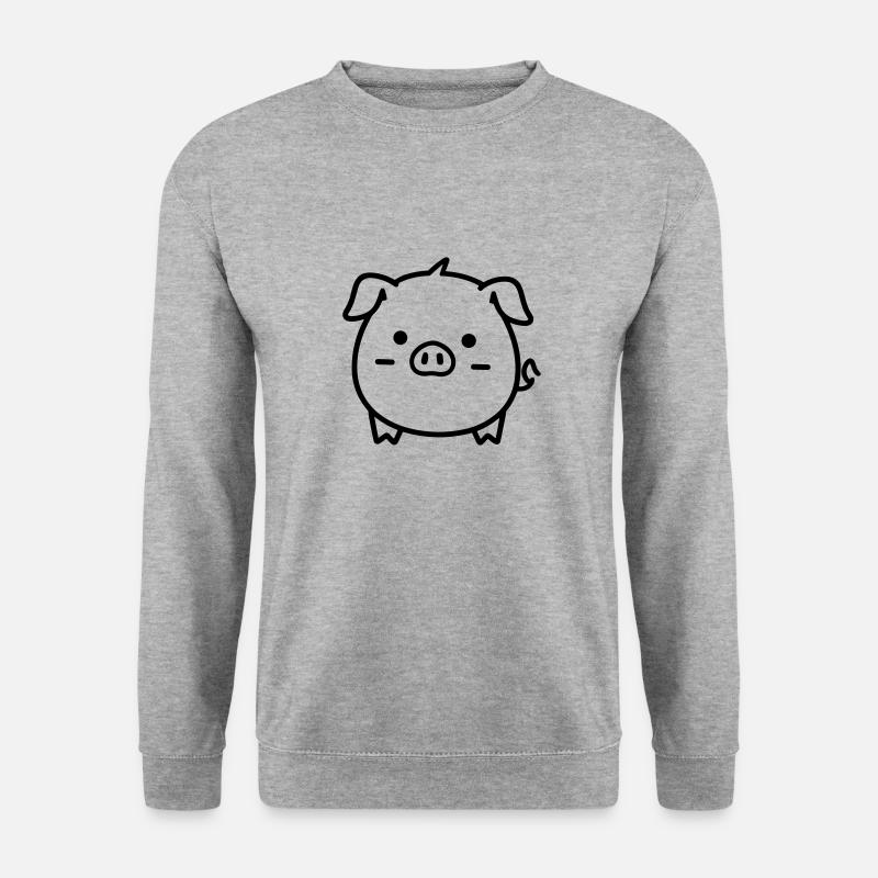 Schwein - Unisex Pullover - Weißgrau meliert