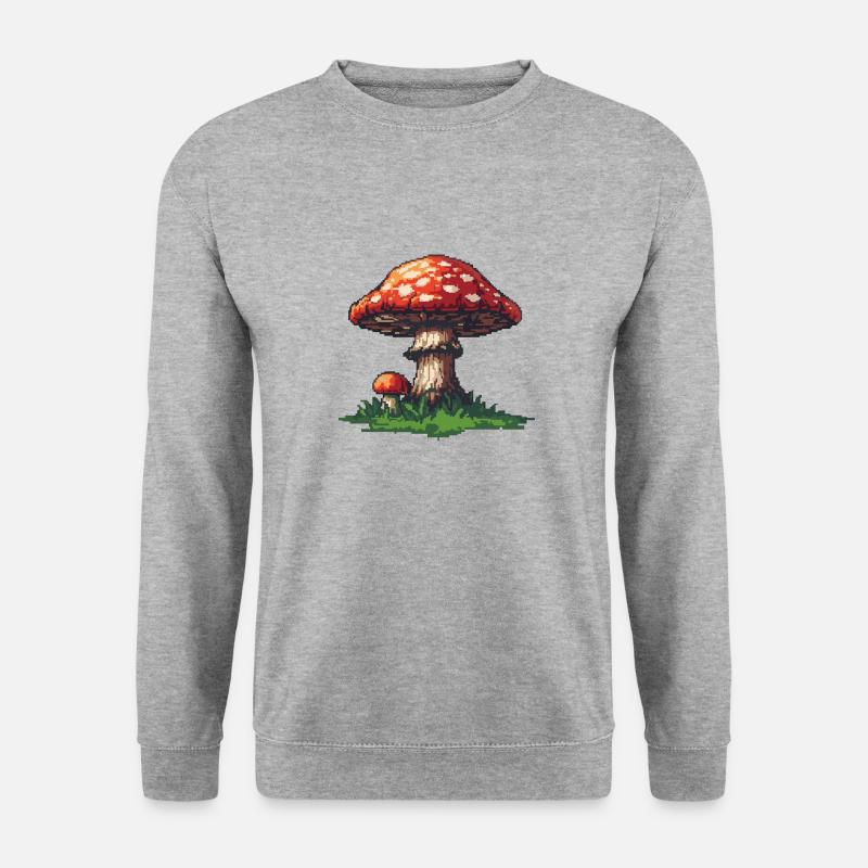 Pilz Pixel Symbol - Unisex Pullover - Weißgrau meliert
