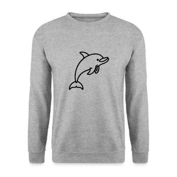 Delfin - Unisex Pullover - Weißgrau meliert - Vorne - Alina (178cm) & Michal (187cm)