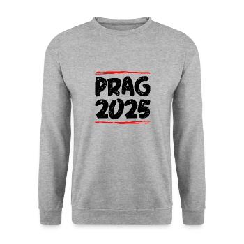 Prag 2025 Spruch - Unisex Pullover - Weißgrau meliert - Vorne - Alina (178cm) & Michal (187cm)