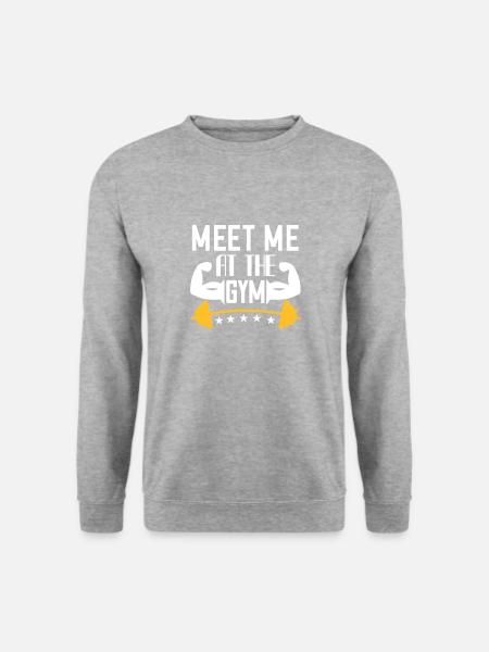 Treffe mich im Fitnessstudio - meet me at the gym - Unisex Pullover - Weißgrau meliert