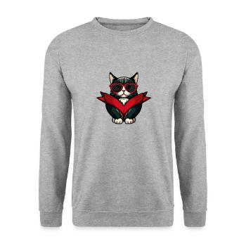 Cat with heart glasses - Unisex Sweatshirt - salt & pepper - Front - Alina (178cm) & Michal (187cm)