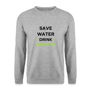 Wasser sparen, Absinth trinken - Unisex Pullover - Weißgrau meliert - Vorne - Alina (178cm) & Michal (187cm)