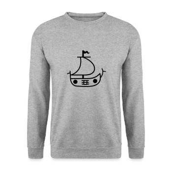 Piratenschiff - Unisex Pullover - Weißgrau meliert - Vorne - Alina (178cm) & Michal (187cm)