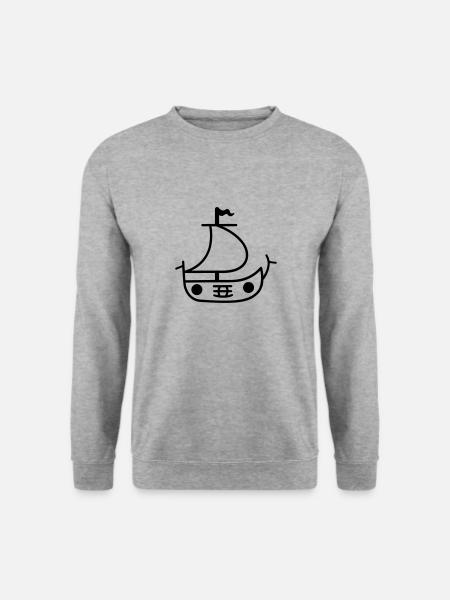 Piratenschiff - Unisex Pullover - Weißgrau meliert