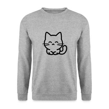 Katze - Unisex Pullover - Weißgrau meliert - Vorne - Alina (178cm) & Michal (187cm)
