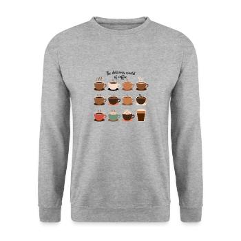 Die leckere Welt des Kaffee - Kaffee - Unisex Pullover - Weißgrau meliert - Vorne - Alina (178cm) & Michal (187cm)