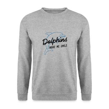 Dolphins Make Me Smile Nature Ocean Animal - Unisex Sweatshirt - salt & pepper - Front - Alina (178cm) & Michal (187cm)
