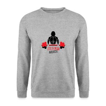 Deadlift Legend Funny Gym Quote Powerlifting - Unisex Sweatshirt - salt & pepper - Front - Alina (178cm) & Michal (187cm)