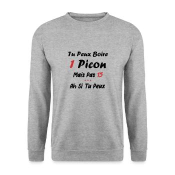Tu peux noire un picon - Sweat-shirt Unisexe - gris chiné - Devant - Alina (178cm) & Michal (187cm)