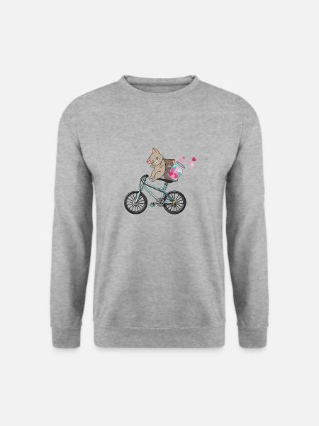 Radfahren Radfahrer Paar Katzen Beziehung - Unisex Pullover - Weißgrau meliert