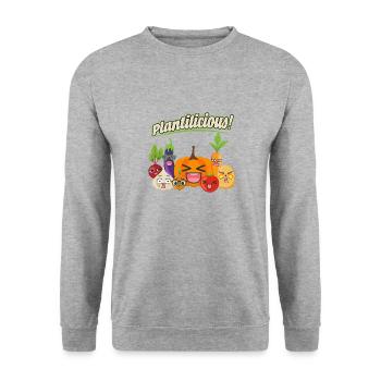 Citation ironique sur les légumes Plantilicious - Sweat-shirt Unisexe - gris chiné - Devant - Alina (178cm) & Michal (187cm)