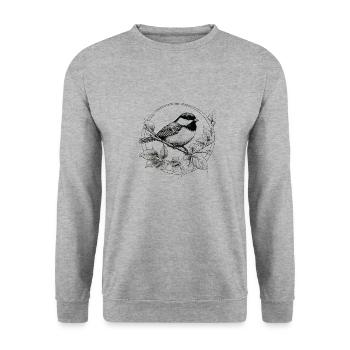 Chickadee bird drawing - Unisex Sweatshirt - salt & pepper - Front - Alina (178cm) & Michal (187cm)
