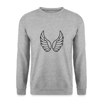 Engelsflügel - Unisex Pullover - Weißgrau meliert - Vorne - Alina (178cm) & Michal (187cm)