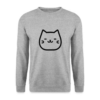 Katze - Unisex Pullover - Weißgrau meliert - Vorne - Alina (178cm) & Michal (187cm)