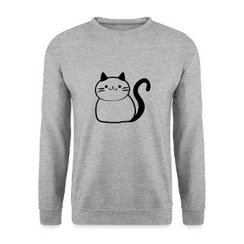 Katze - Unisex Pullover - Weißgrau meliert - Vorne - Alina (178cm) & Michal (187cm)