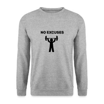 No Excuses Gym Shirt Fitness Sports - Sweat-shirt Unisexe - gris chiné - Devant - Alina (178cm) & Michal (187cm)