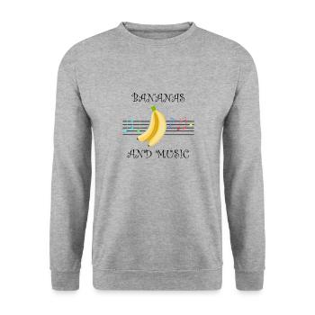 Musiker mit Bananen und Musiknoten Exotic Fruits - Unisex Pullover - Weißgrau meliert - Vorne - Alina (178cm) & Michal (187cm)