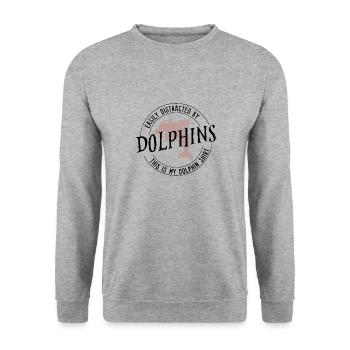 Distrait par les dauphins Animaux marins Océan - Sweat-shirt Unisexe - gris chiné - Devant - Alina (178cm) & Michal (187cm)