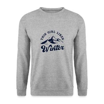 Une fille aime le thé douillet des fêtes d'hiver - Sweat-shirt Unisexe - gris chiné - Devant - Alina (178cm) & Michal (187cm)