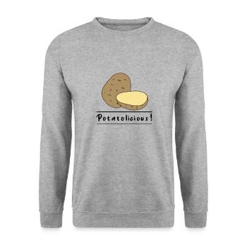 Légumes | Hobby Chef | Pommes de terre mignonnes | - Sweat-shirt Unisexe - gris chiné - Devant - Alina (178cm) & Michal (187cm)
