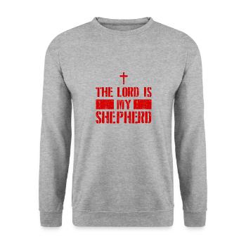 Jesus Mein Hirte Christlich Glaube Bibel Spruch - Unisex Pullover - Weißgrau meliert - Vorne - Alina (178cm) & Michal (187cm)