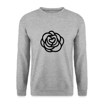 Rosa Blume - Unisex Pullover - Weißgrau meliert - Vorne - Alina (178cm) & Michal (187cm)