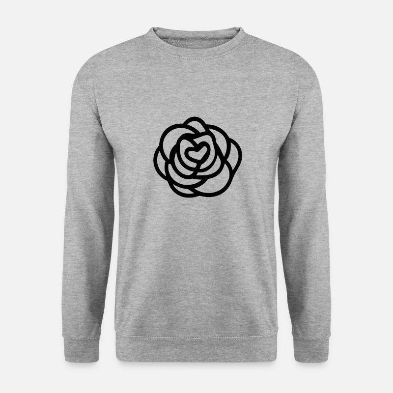 Rosa Blume - Unisex Pullover - Weißgrau meliert