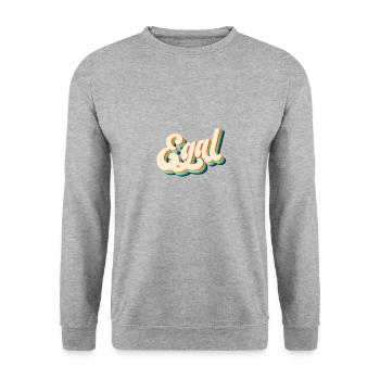 Retro Egal Irrelevant Gleichgültig Schlager Party - Unisex Pullover - Weißgrau meliert - Vorne - Alina (178cm) & Michal (187cm)