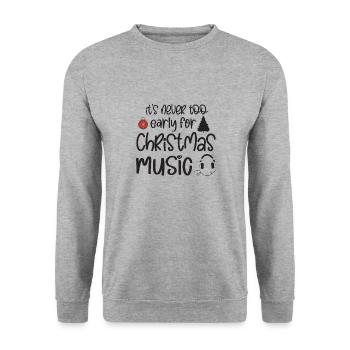 Weihnachten Es ist nie zu früh für Weihnachtsmusik - Unisex Pullover - Weißgrau meliert - Vorne - Alina (178cm) & Michal (187cm)
