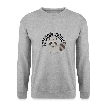 Raccoonilicious Cute Raccoon Wildlife Forest - Unisex Sweatshirt - salt & pepper - Front - Alina (178cm) & Michal (187cm)