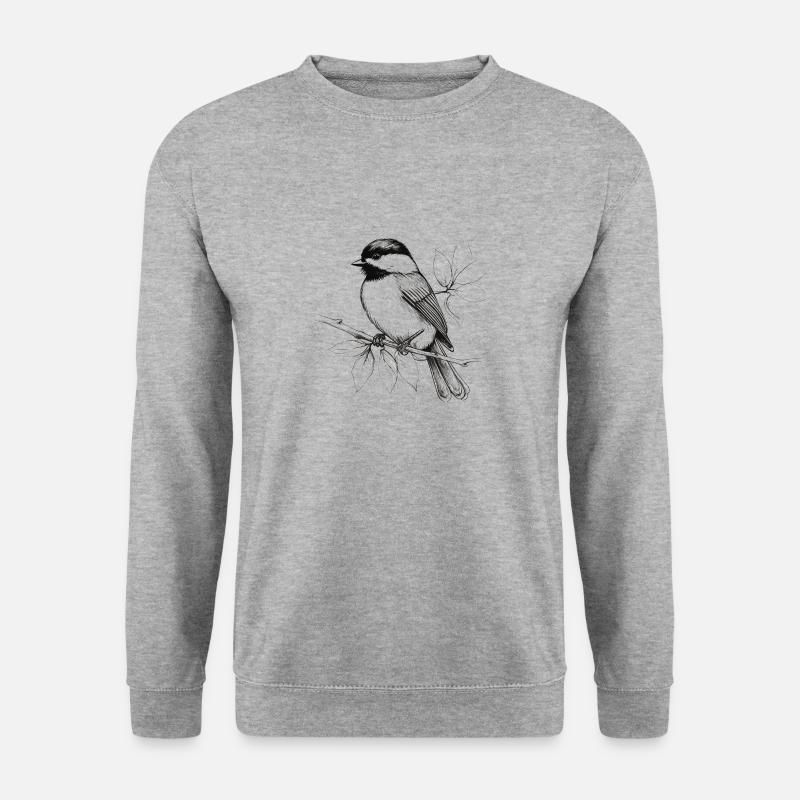 Meise Zeichnung - Unisex Pullover - Weißgrau meliert