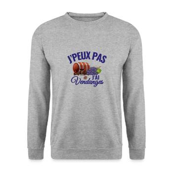 Je Peux Pas J'ai Vendanges Agriculteur Vigneron - Sweat-shirt Unisexe - gris chiné - Devant - Alina (178cm) & Michal (187cm)