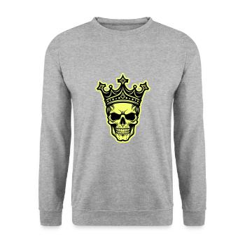 Crâne Roi Couronne - Sweat-shirt Unisexe - gris chiné - Devant - Alina (178cm) & Michal (187cm)