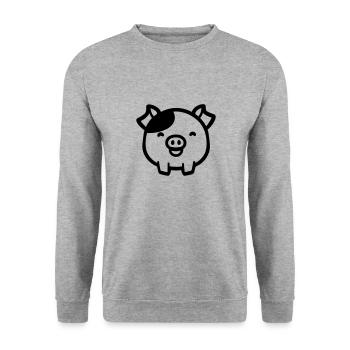 pig - Unisex Sweatshirt - salt & pepper - Front - Alina (178cm) & Michal (187cm)