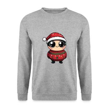 Marienkäfer Weihnachten Comic - Unisex Pullover - Weißgrau meliert - Vorne - Alina (178cm) & Michal (187cm)