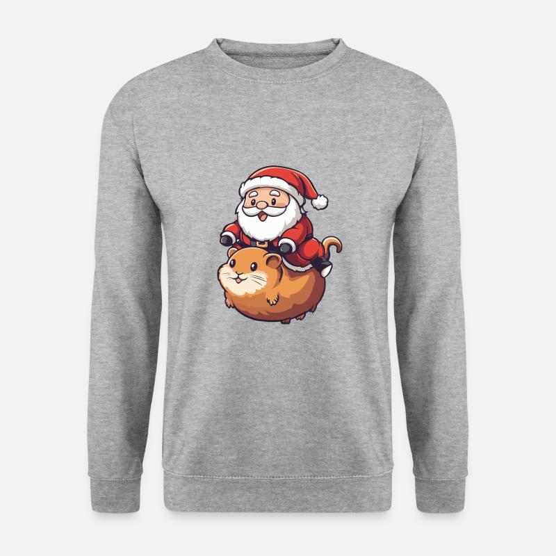 Hamster Weihnachtsmann - Unisex Pullover - Weißgrau meliert