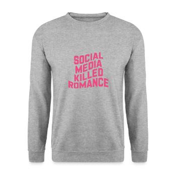 Social Media Killed Romance - Unisex Pullover - Weißgrau meliert - Vorne - Alina (178cm) & Michal (187cm)