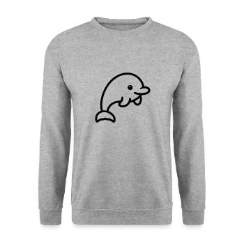 Delfin - Unisex Pullover - Weißgrau meliert - Vorne - Alina (178cm) & Michal (187cm)