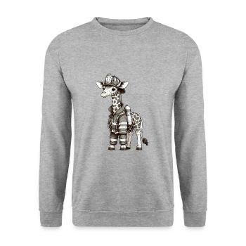 Cute Giraffe Firefighter - Unisex Sweatshirt - salt & pepper - Front - Alina (178cm) & Michal (187cm)