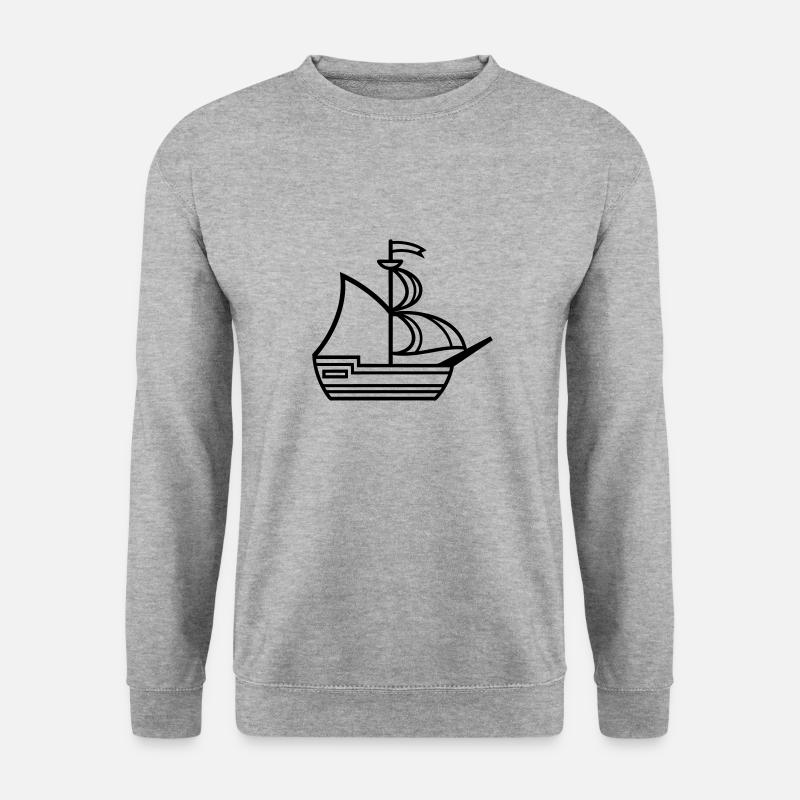 Piratenschiff - Unisex Pullover - Weißgrau meliert